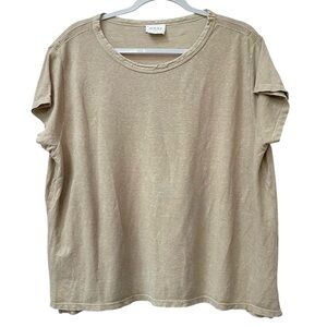 Wrap London Hemp & Cotton Boxy Tee Tan T-shirt size 18 1X 2X